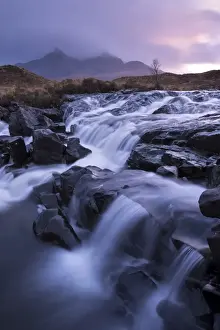 The river Allt Dearg Mor tumbling over a series of waterfalls in Glen Sligachan, Isle of Skye