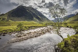 Glen Etive Prints: River Etive with Beinn Ceitlein (832 m), Glen Etive, Highlands, Scotland, Great Britain
