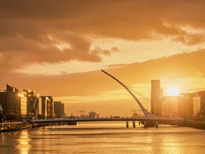 Bank Prints: River Liffey and Samuel Beckett Bridge at sunrise, Dublin, Ireland