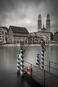 River Limmat and Grossmunster church, Zurich, Switzerland