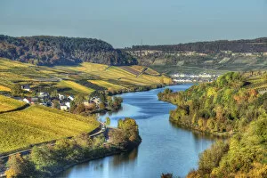 Images Dated 31st October 2016: River Mosel with Nittel at fall, Rhineland-Palatinate, Germany