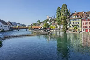 River Reuss with Spreuer bridge and Musegg wall, Lucerne, canton Lucerne, Switzerland