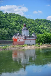 River Rhine Prints: River Rhine with Pfalzgrafenstein Castle