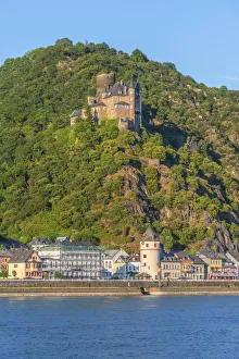 River Rhine Prints: River rhine with St. Goarshausen and Katz castle, Rhine valley, Rhineland-Palatinate