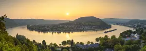 River Rhine at sunrise, Boppard, Rhineland-Palatinate, Germany