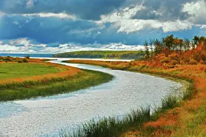 Storm Clouds Prints: River and storm clouds Green Lake Saskatchewan, Canada