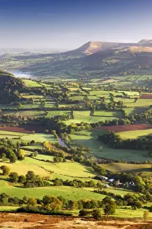 Welsh Prints: The River Usk and rolling countryside in the Brecon Beacons National Park