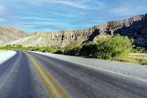 Road alongside rock formations, Tumbaya, Jujuy, Argentina