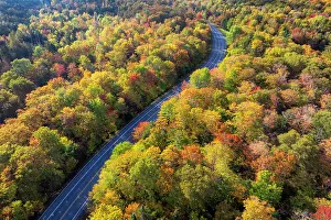 Lane Prints: Road in autumn colors, Colebrook, New Hampshire, USA