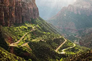 Virgin River Prints: Road to Canyon overlook Zion National Park, Utah, USA