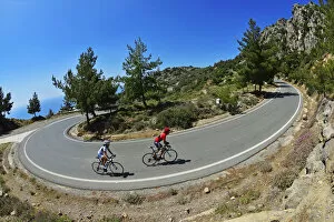 Road cyclists at Episkopi, Crete, Greece, Europe MR
