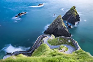 Touristic Prints: Road to Dunquin Pier. Dunquin, Dingle Peninsula, Co. Kerry, Munster, Ireland, Europe
