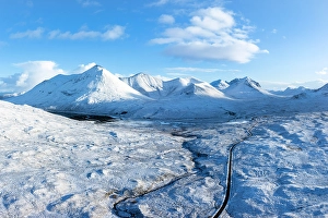 The Cuillins Prints: Road heading towards the peaks of Sgurr Mhairi