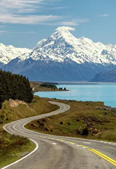 Road Leading to Mt. Cook, Lake Pukaki, South Island, New Zealand
