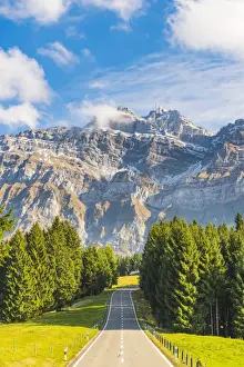 The road leading to Schwagalp pass with mount Santis in the background, Switzerland