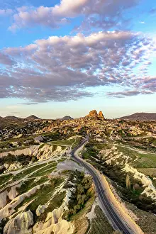 Highway Prints: Road leading to Uchisar village at sunrise