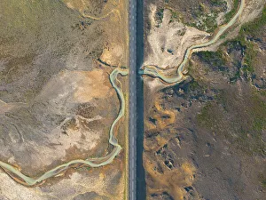 Asphalt Prints: Road near to Myvatn lake during a summer day, Iceland