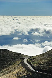 Road to nowhere. Misty mountains of Madeira. Portugal