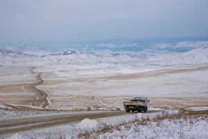Irkutsk Region Prints: A road in Olhon island, lake Baikal, Irkutsk region, Siberia, Russia