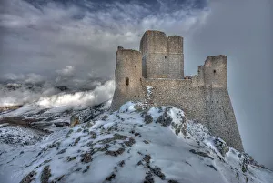 The Rocca Calascio Castle at sunset in a winter day, Gran Sasso e Monti della Laga NP The Rocca Calascio Castle at sunset in a winter day, Gran Sasso e Monti della Laga NP