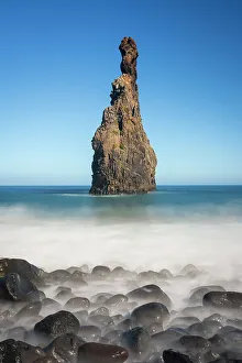 Rock formation at Praia da Ribeira da Janela beach, Ribeira da Janela, Porto Moniz, Madeira, Portugal