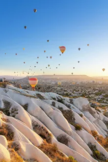 Kapadokya Prints: Rock formations, hot air balloons at sunrise