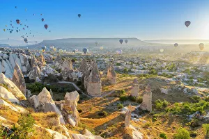 Kapadokya Prints: Rock formations, hot air balloons at sunrise