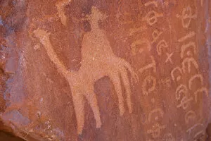 Images Dated 9th May 2014: Rock Paintings, Wadi Rum, Jordan, Middle East