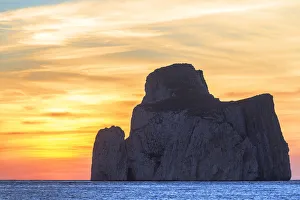 Rock of Pan di Zucchero at sunset. Beach of Masua, Iglesias, Sud Sardegna province