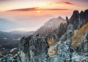 Beauty Prints: Rock pinnacles of Grignetta at sunset. Grigne group, Lake Como, Lombardy, Italy