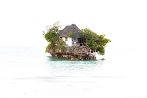 The Rock Prints: The Rock, a small restaurant built on a coral outcrop in the sea off Michamvi Pingwe Beach