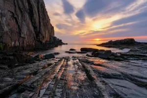 York Prints: Rocks at sunrise on Bald Head, Cape Neddick, Maine, USA