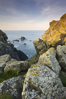 Lizard Point Prints: Rocky cliffs of Lizard Point, Cornwall, England. Spring (April) 2010