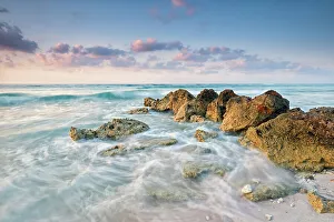 Rocky Coast Prints: Rocky coast of Cayman Brac at sunrise in the Cayman Islands, British West Indies