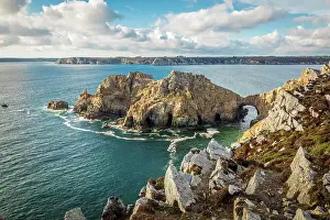 Rocky Landscape Prints: Rocky coast near Chateau de Dinan, Crozon, Finistere, Brittany, France