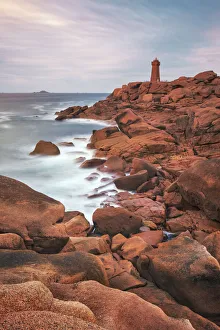 Cote Darmor Prints: Rocky coast at Ploumanac h - France, Brittany, Cote d Armor, Lannion