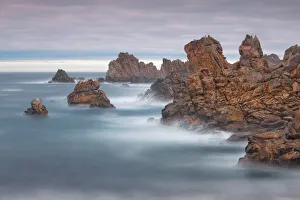 Overcast Prints: Rocky coast at Pointe de Creac h - France, Brittany, Finistere, Brest, Ouessant