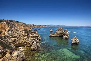 Rocky coast, Praia do Camilo, Lagos, Algarve, Portugal