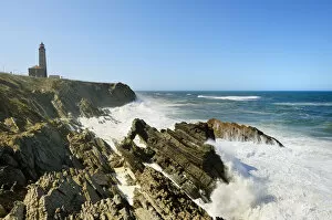 The rocky coast of Sao Pedro de Moel. Marinha Grande, Leiria. Portugal