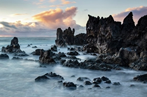 Lanzarote Prints: Rocky coastline at sunset, Playa Montana Bermeja