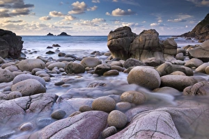 Rocky cove at Porth Nanven near Lands End, Cornwall, England. Winter (December)