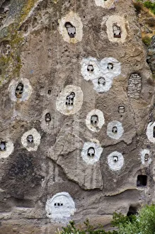 Covers Prints: Rocky dwellings at Soganli, on the old Silk Road. Cappadocia, Turkey, Asia
