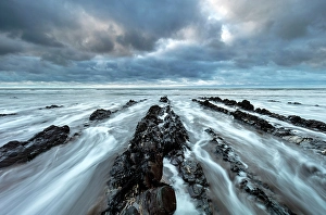Rocky outcrops, Sandymouth Bay and Beach, near Bude, North Corwall, England