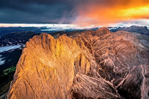 Orange Color Prints: Rocky peaks of Catinaccio (Rosengarten)