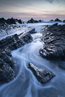 North Devon Prints: Rocky shores of Hartland Quay in North Devon, England