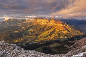 Roda de Vael and Catinaccio group at sunset from Latemar summit