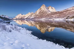 Rognskartinden Reflecting in Gryllefjord, Senja, Norway
