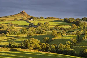 Fields Gallery: Rolling countryside below Brentor Church, Dartmoor National Park, Devon, England. Summer