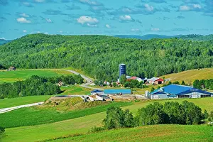 Rolling Hills Prints: Rolling hills and farms Saint-Narcisse-de-Rimouski Quebec, Canada