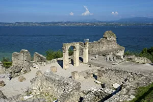 Roman archaeological site, Catull Thermal bath in Sirmione, Lake Garda, Italy
